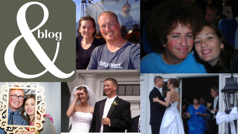 collage of pictures of the two of us together through the years
